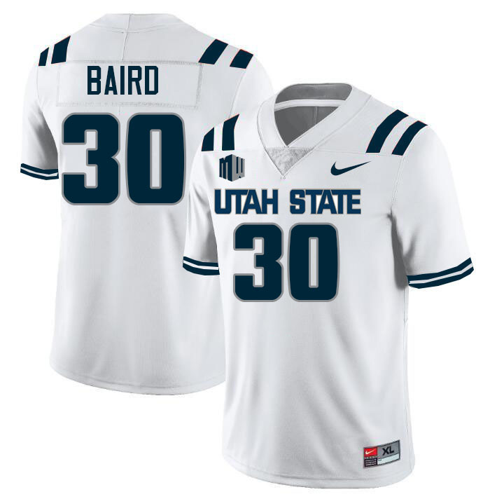 Utah State Aggies #30 Jonathan Baird College Football Jerseys Stitched-White